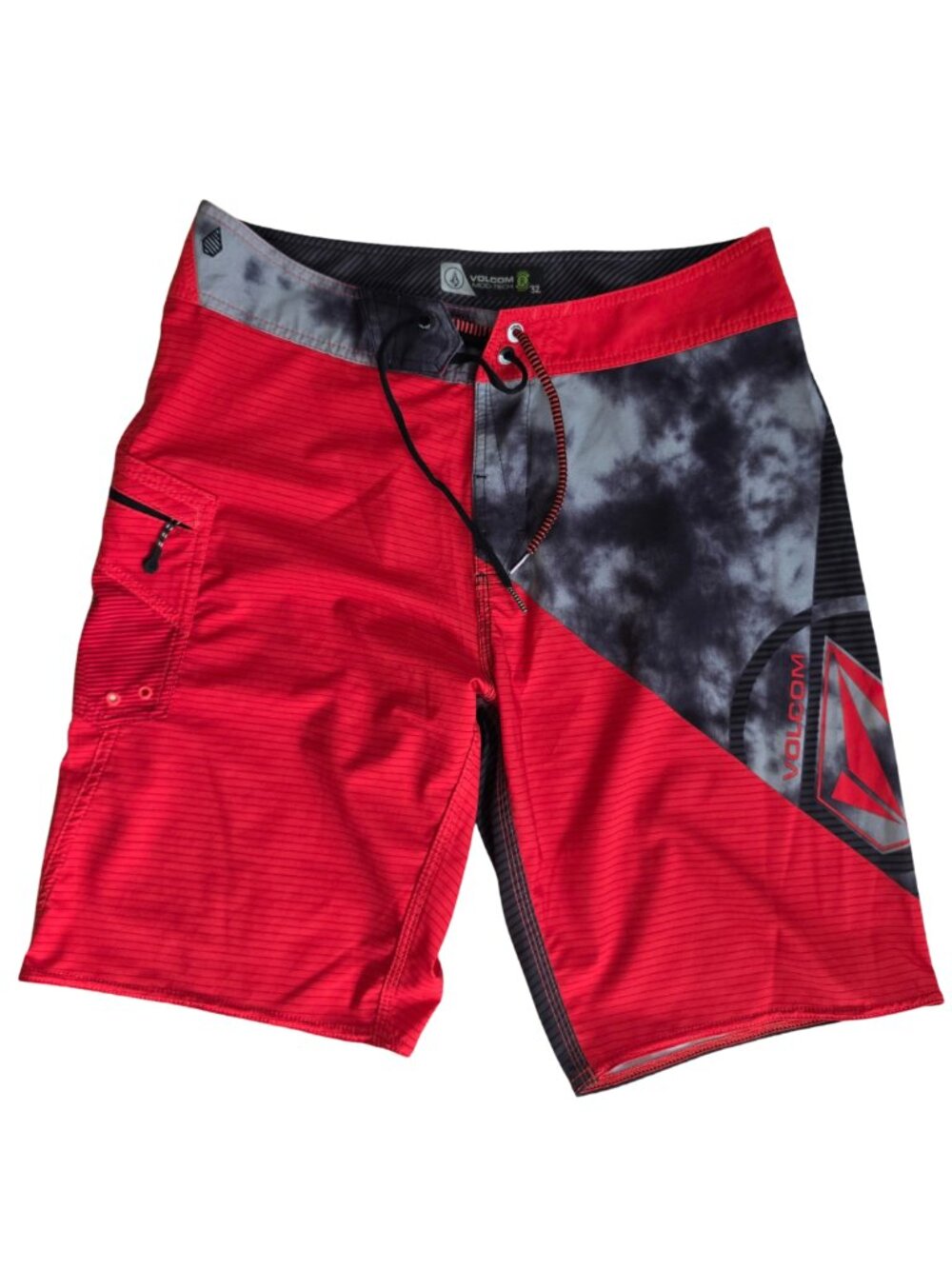 Volcom Mod Tech Red Liberate Lido Boardshorts Swim Trunks Size 32